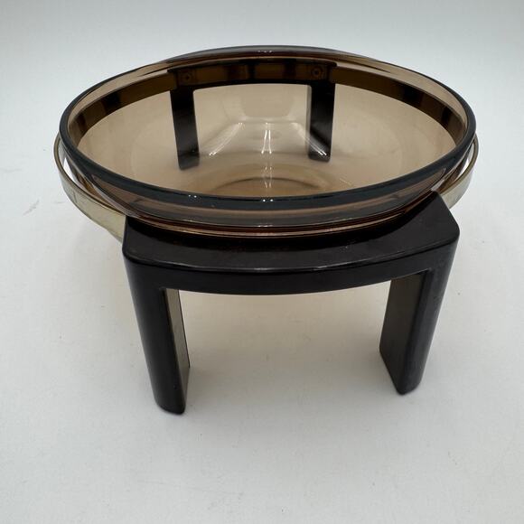 Vintage PYREX Fireside Amber Mixing Serving Bowl and Handled Cradle 024 2l - Picture 2 of 7